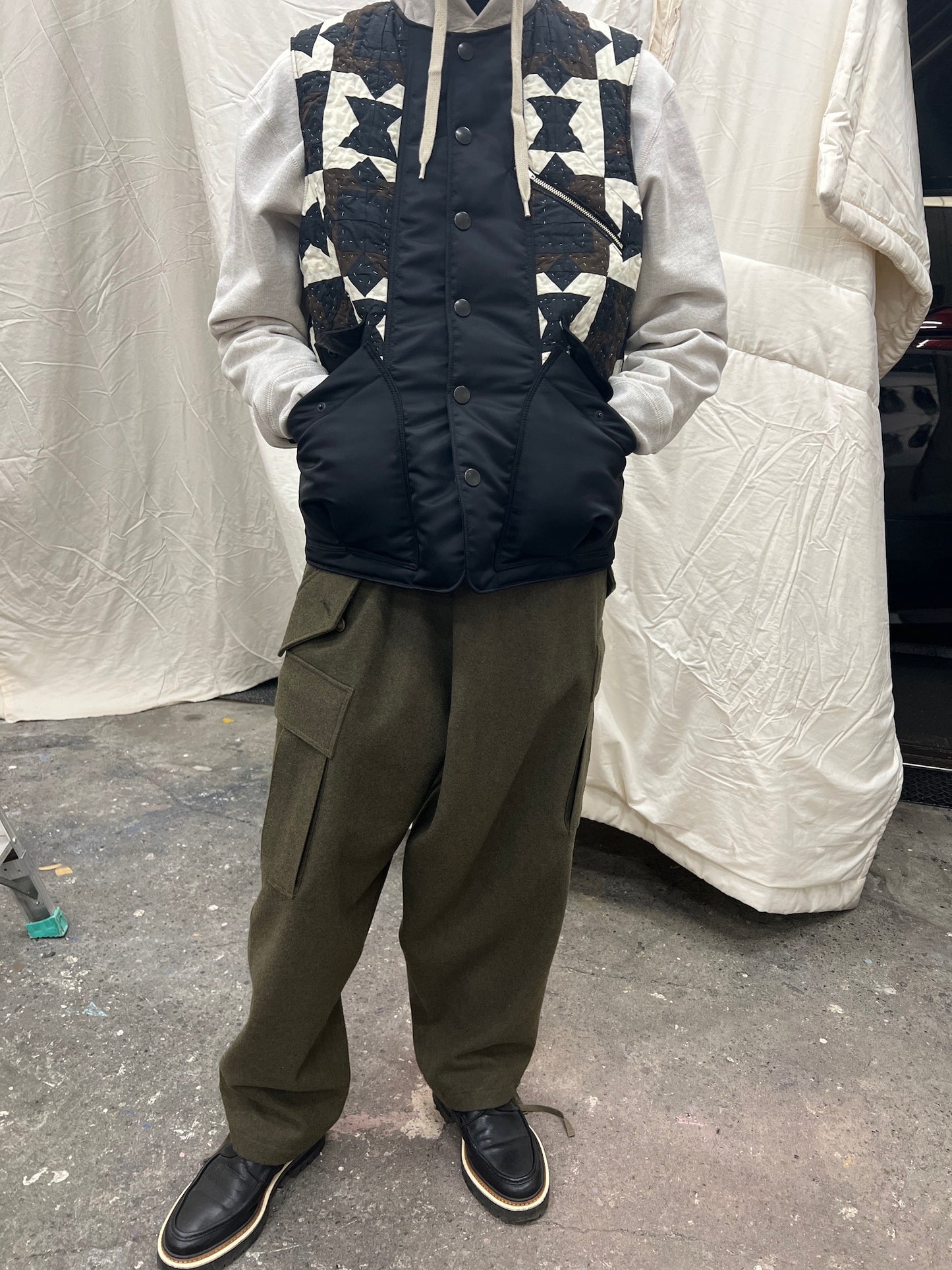 Hand patchwork quilted vest Brown