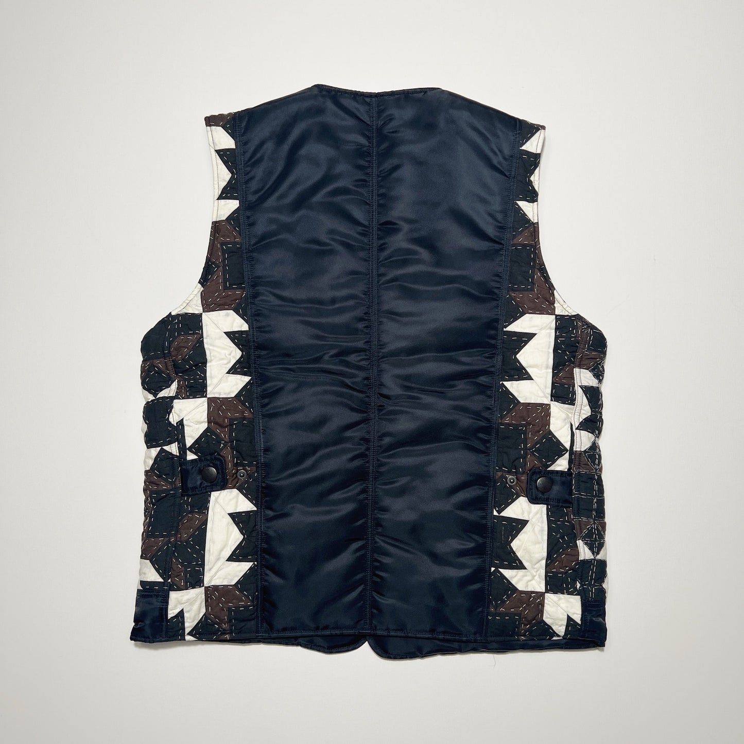 Hand patchwork quilted vest Brown