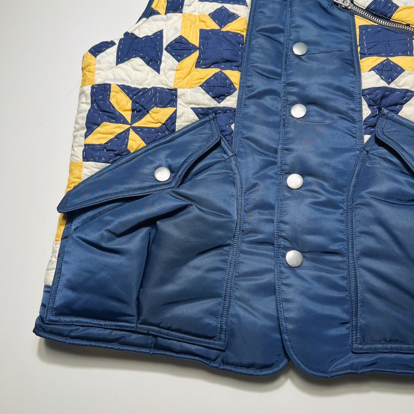 Hand patchwork quilted vest Yellow