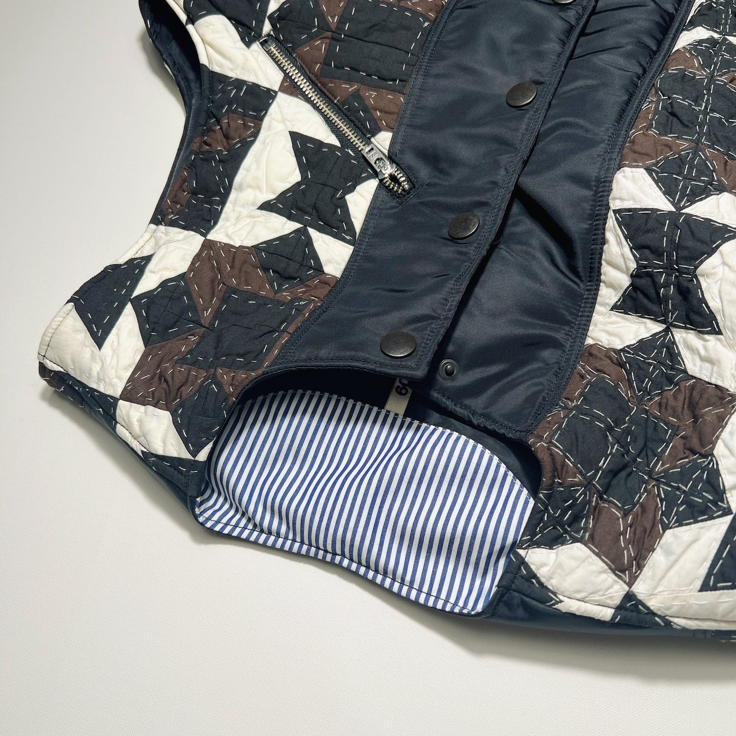 Hand patchwork quilted vest Brown