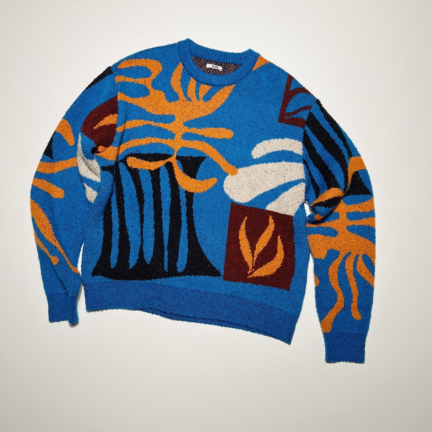 Intarsia-knit jumper Blue