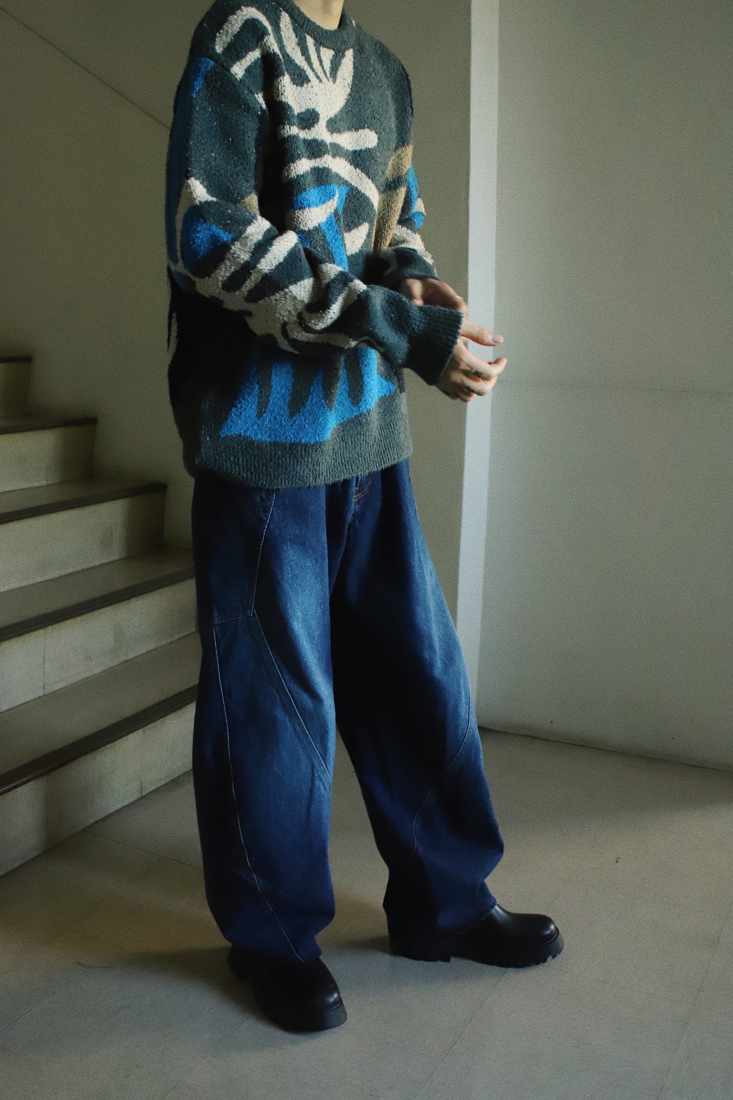 Intarsia-knit jumper Khaki