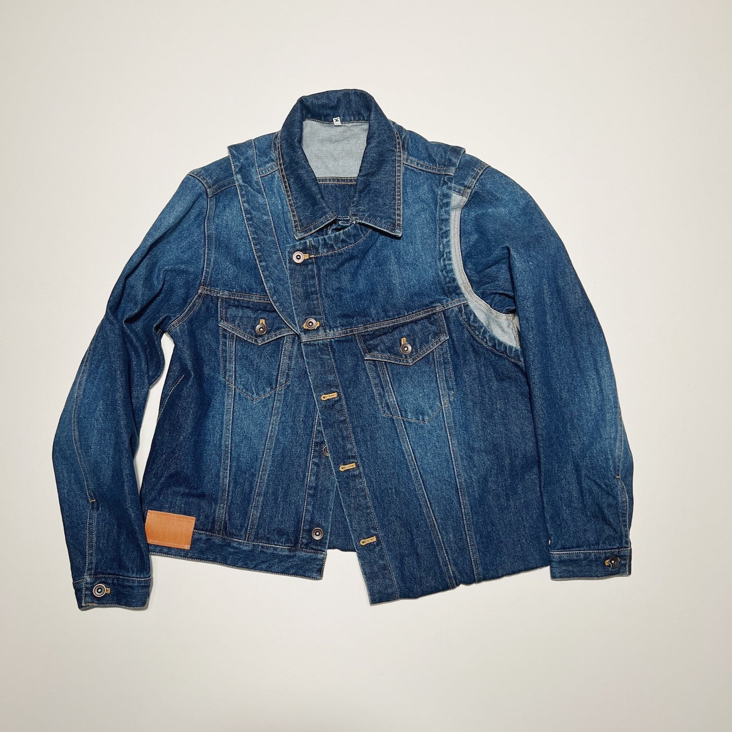 Layered-design denim jacket