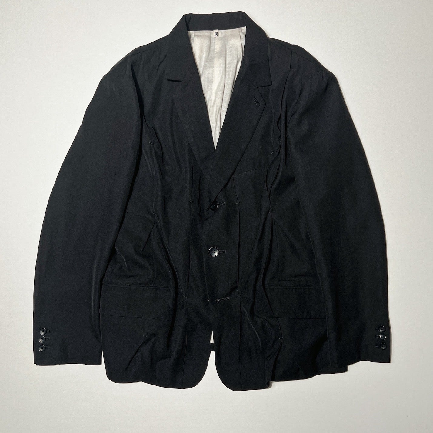 Pleat-detail single-breasted jacket Black