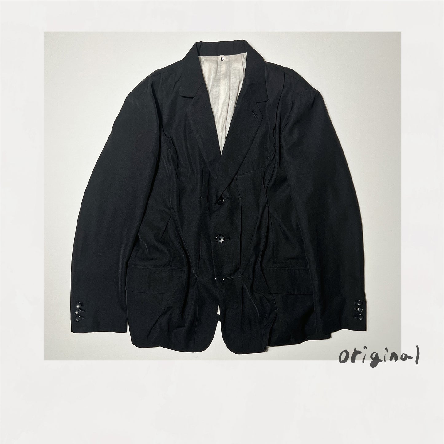 Pleat-detail single-breasted jacket Black