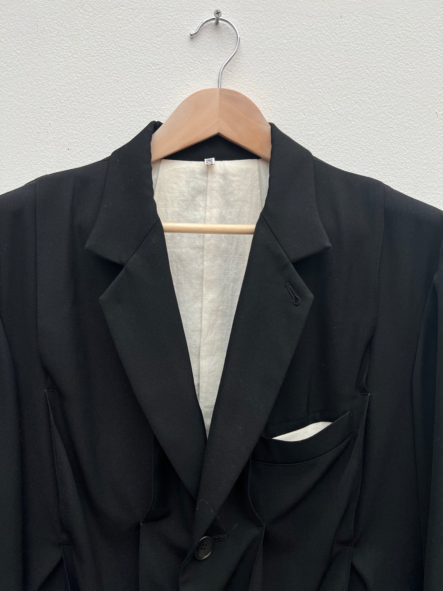 Pleat-detail single-breasted jacket Black