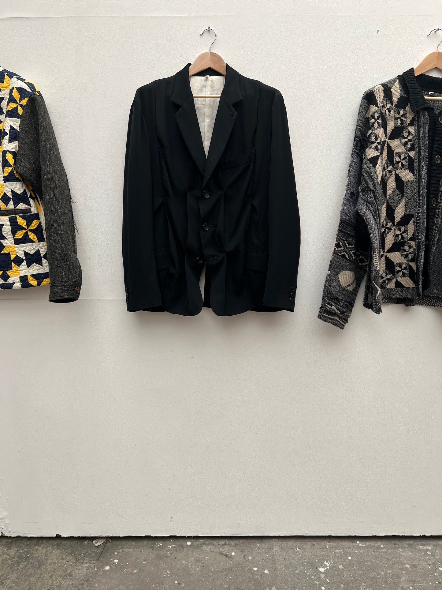 Pleat-detail single-breasted jacket Black