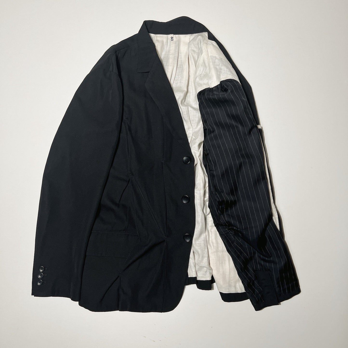 Pleat-detail single-breasted jacket Black