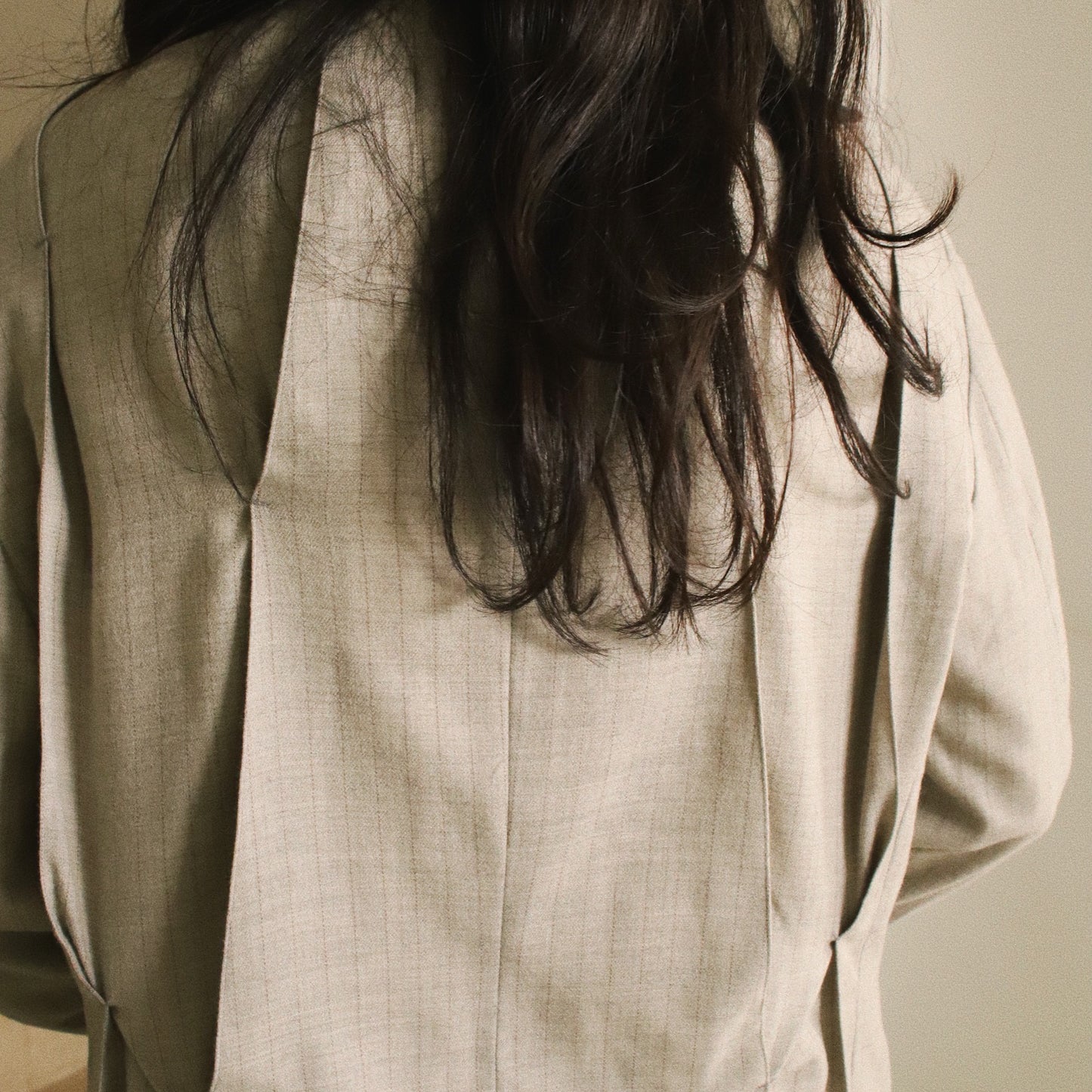 Pleat-detail single-breasted jacket Gray