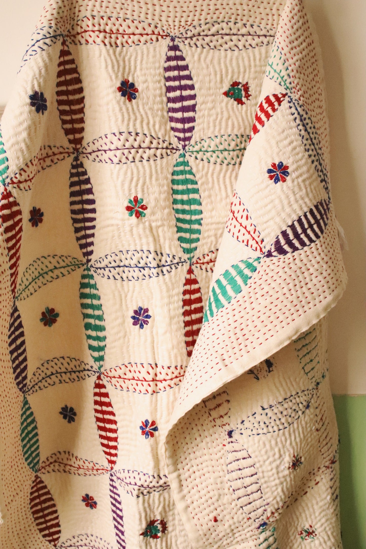 White kantha rug Multi A