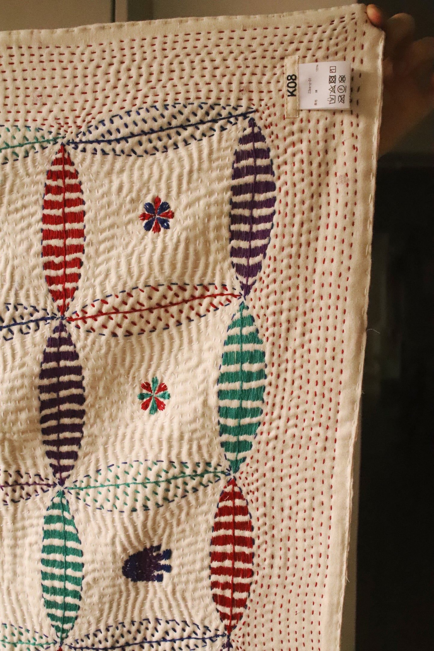 White kantha rug Multi A