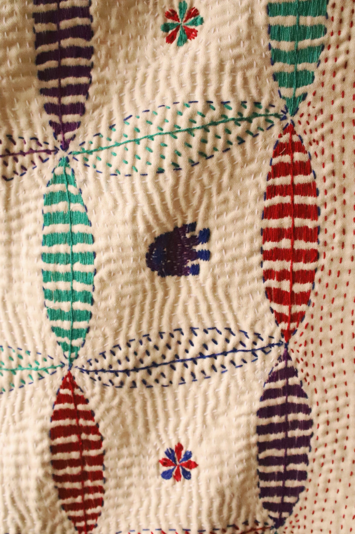 White kantha rug Multi A