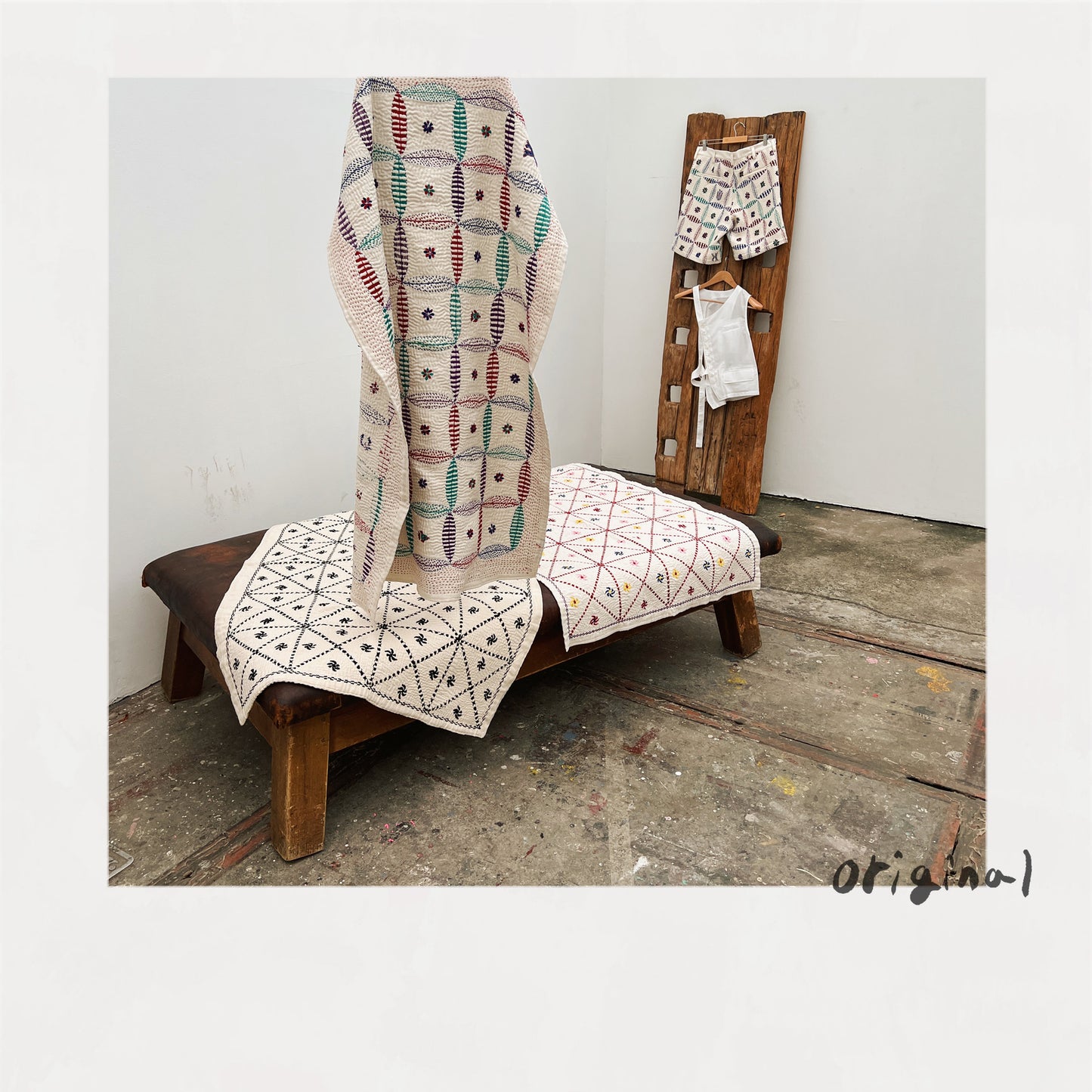 White kantha rug Multi B