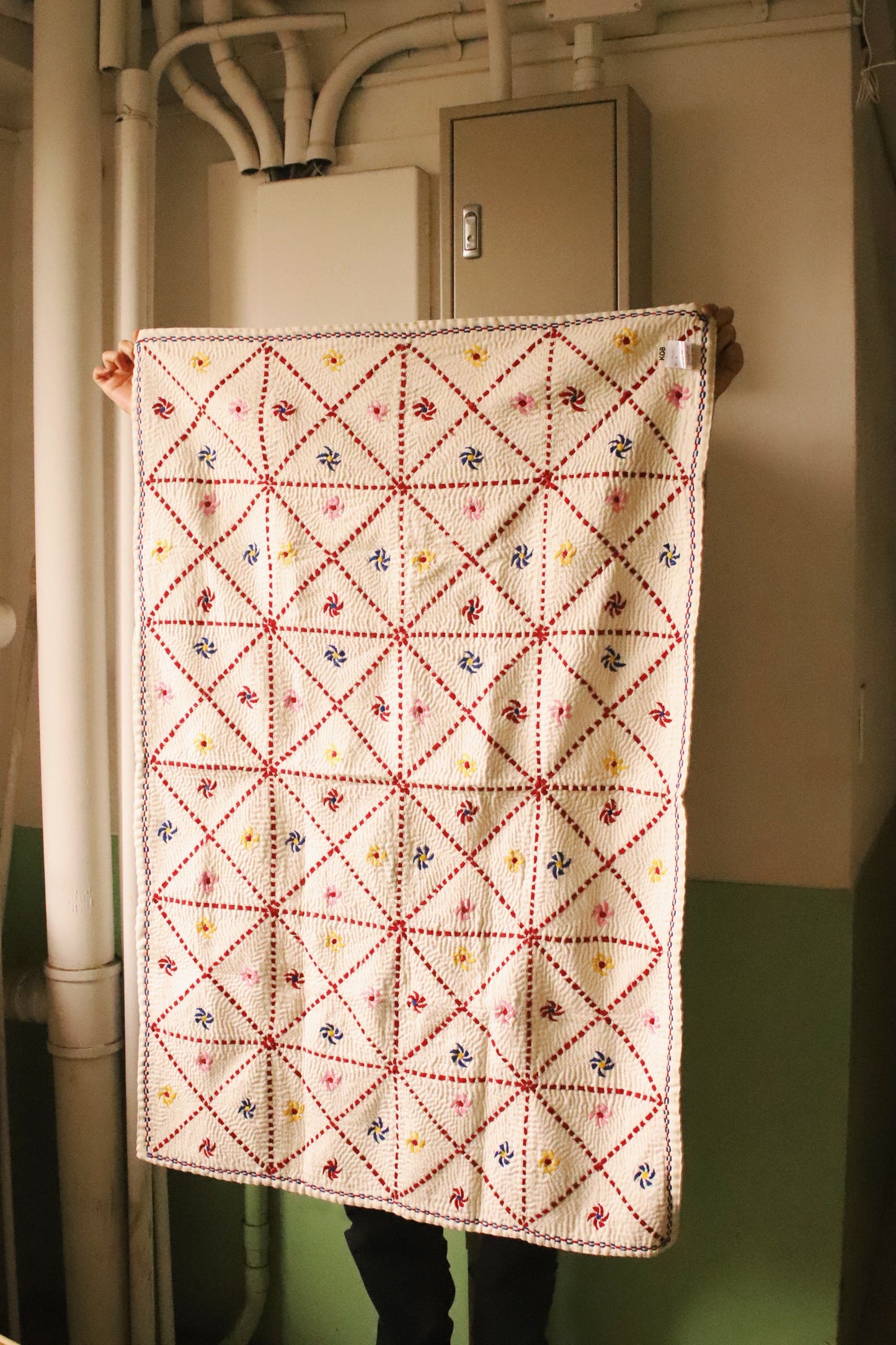 White kantha rug Multi B