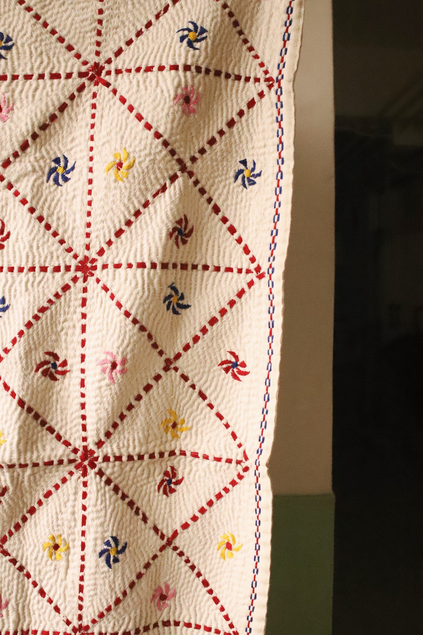 White kantha rug Multi B
