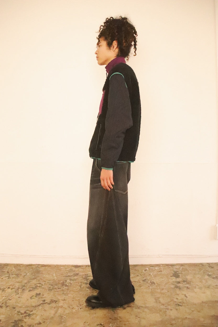 Feece-texture jacket Black