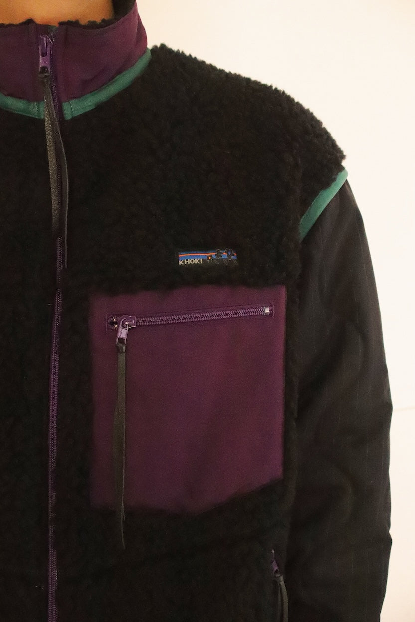 Feece-texture jacket Black