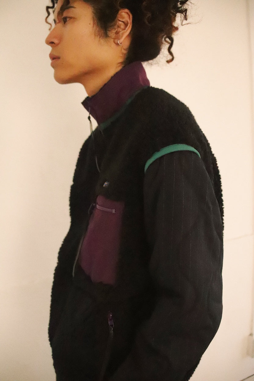 Feece-texture jacket Black