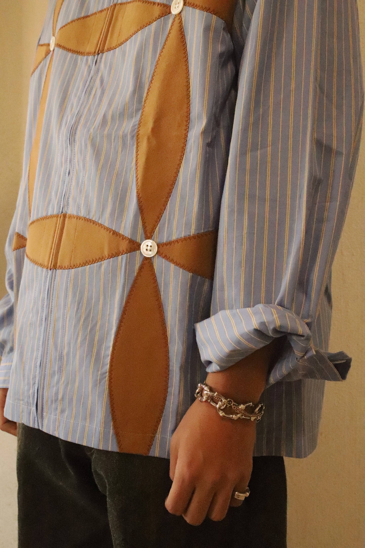 Button flower shirt Blue