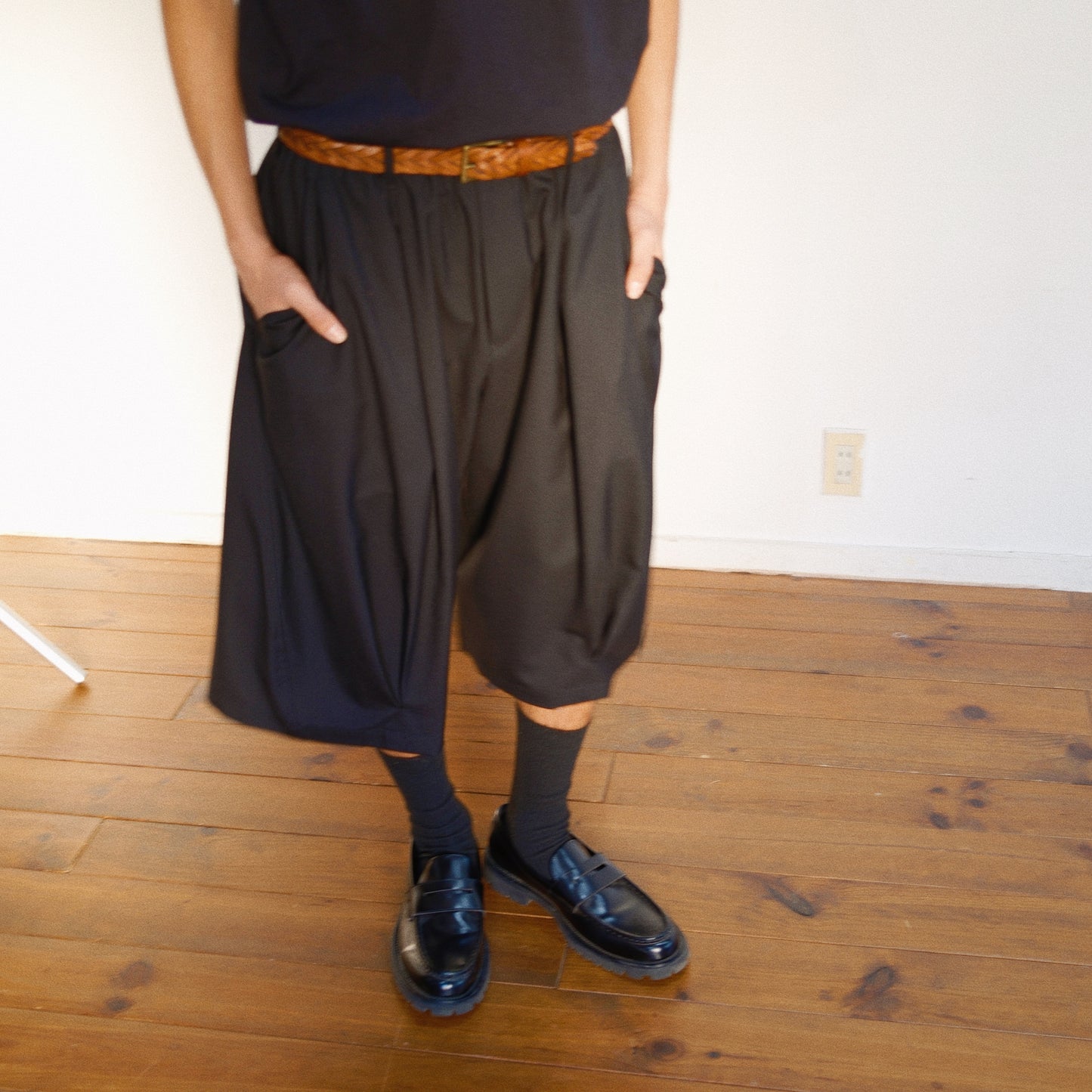 Pleated Balloon Dress Pants  Black