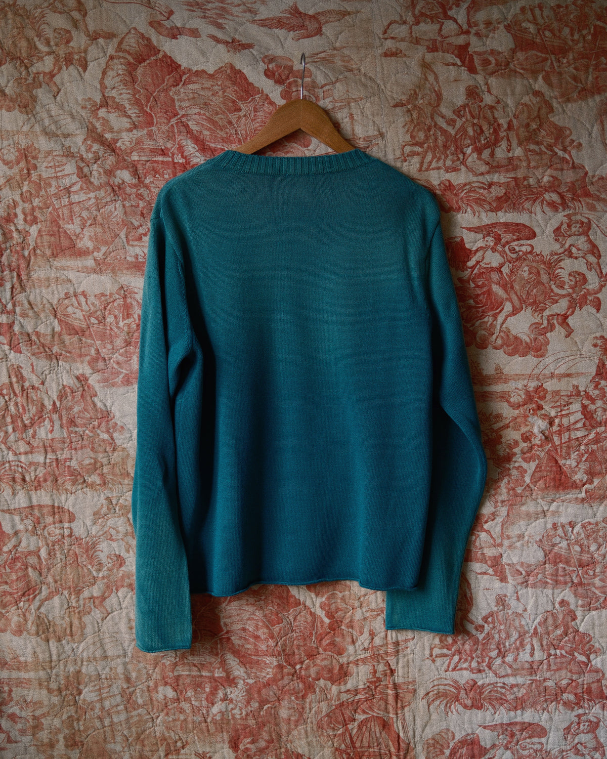 Vintage-effect Cotton Knit Pullover Green
