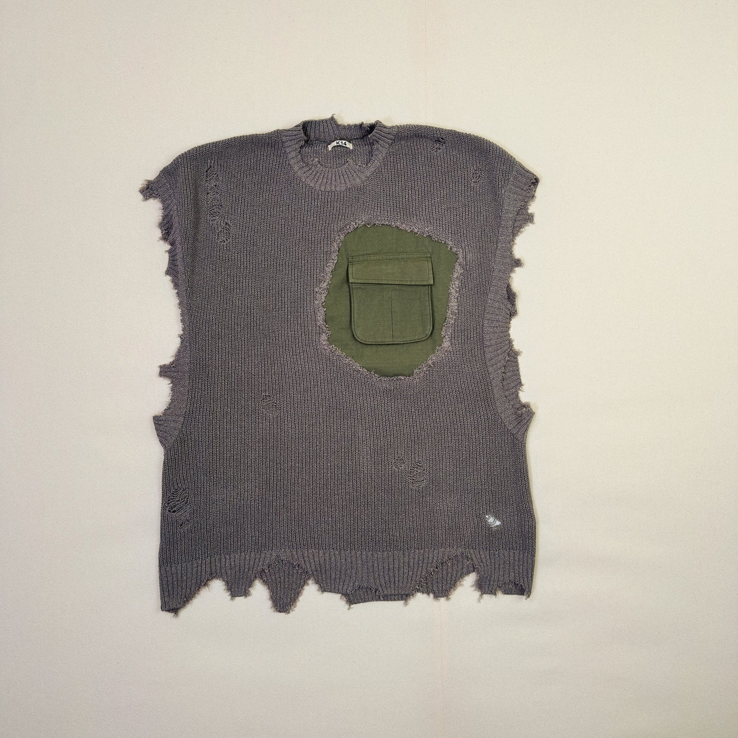 Destroyed Knit Vest Gray