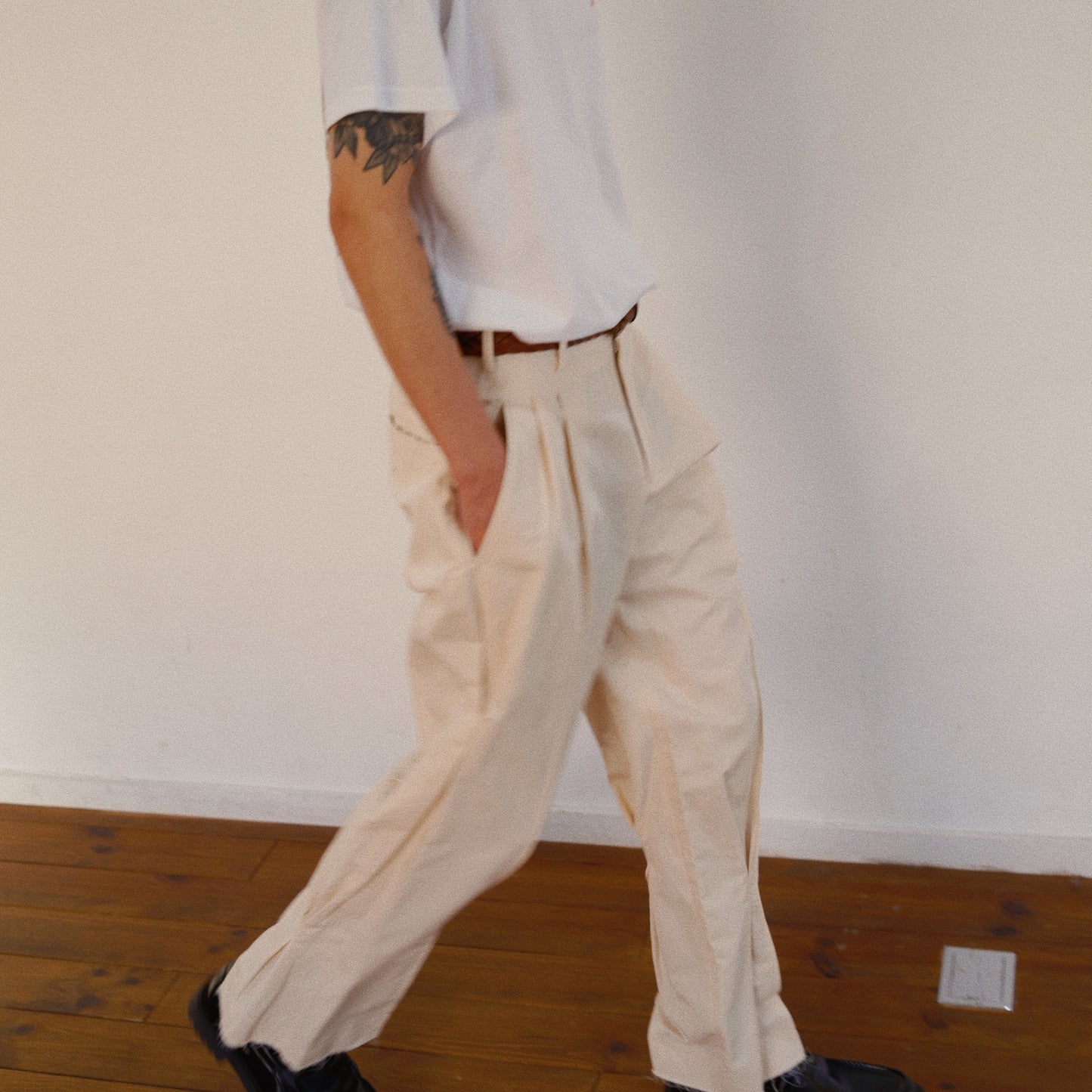 Pleated Chino Pants  Ivory