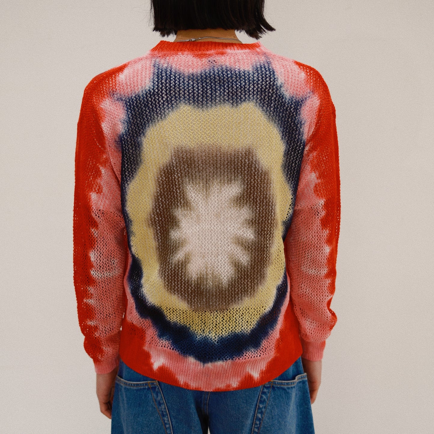 Tie-Dye Knit Cardigan  Red
