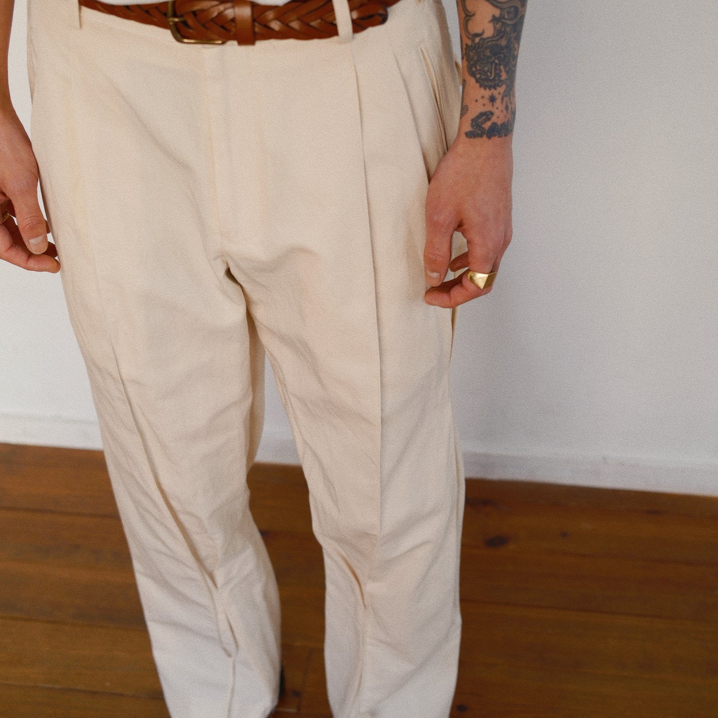 Pleated Chino Pants  Ivory