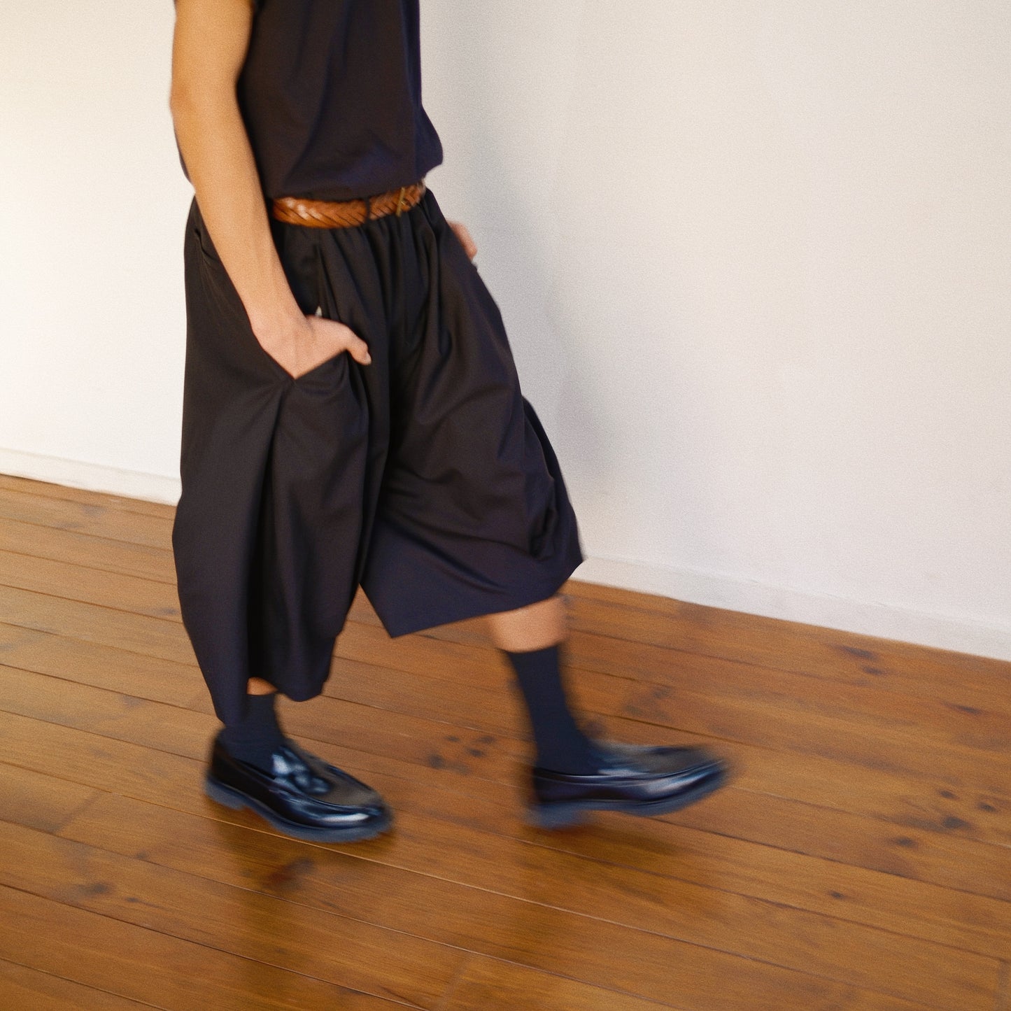 Pleated Balloon Dress Pants  Black