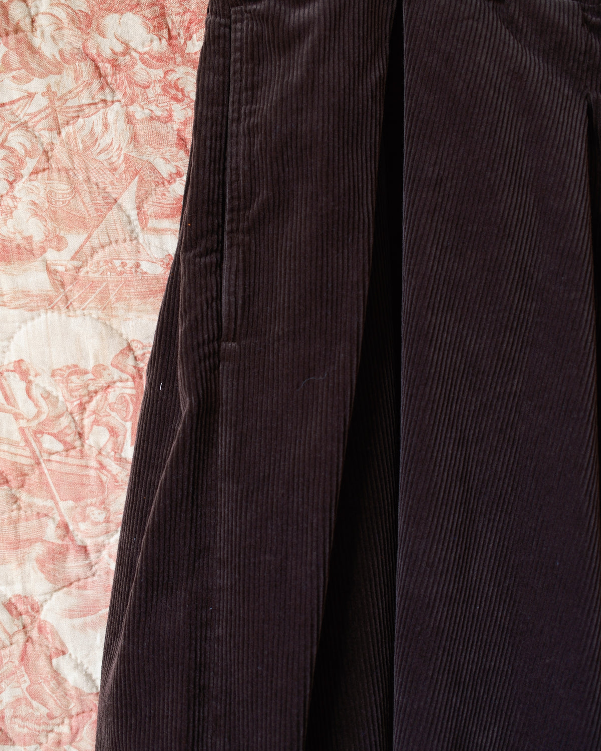 Wide-leg Cropped Corduroy Pants Brown