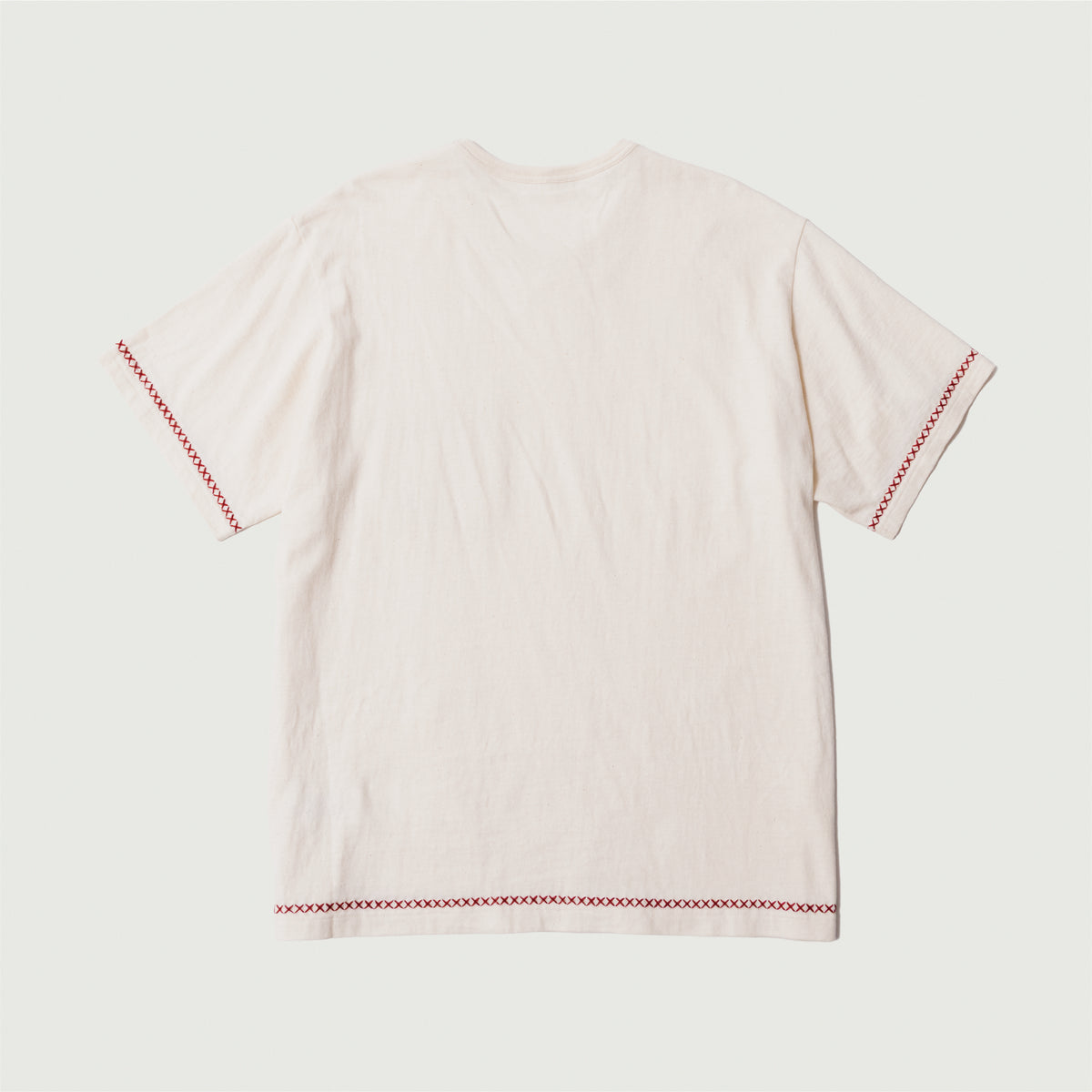 Hand-embroidered T-shirt Oatmeal