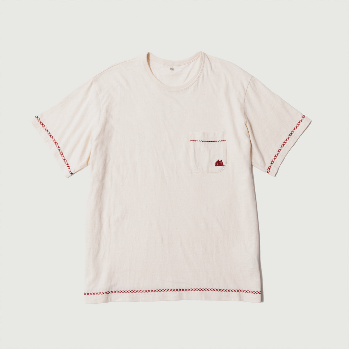 Hand-embroidered T-shirt Oatmeal