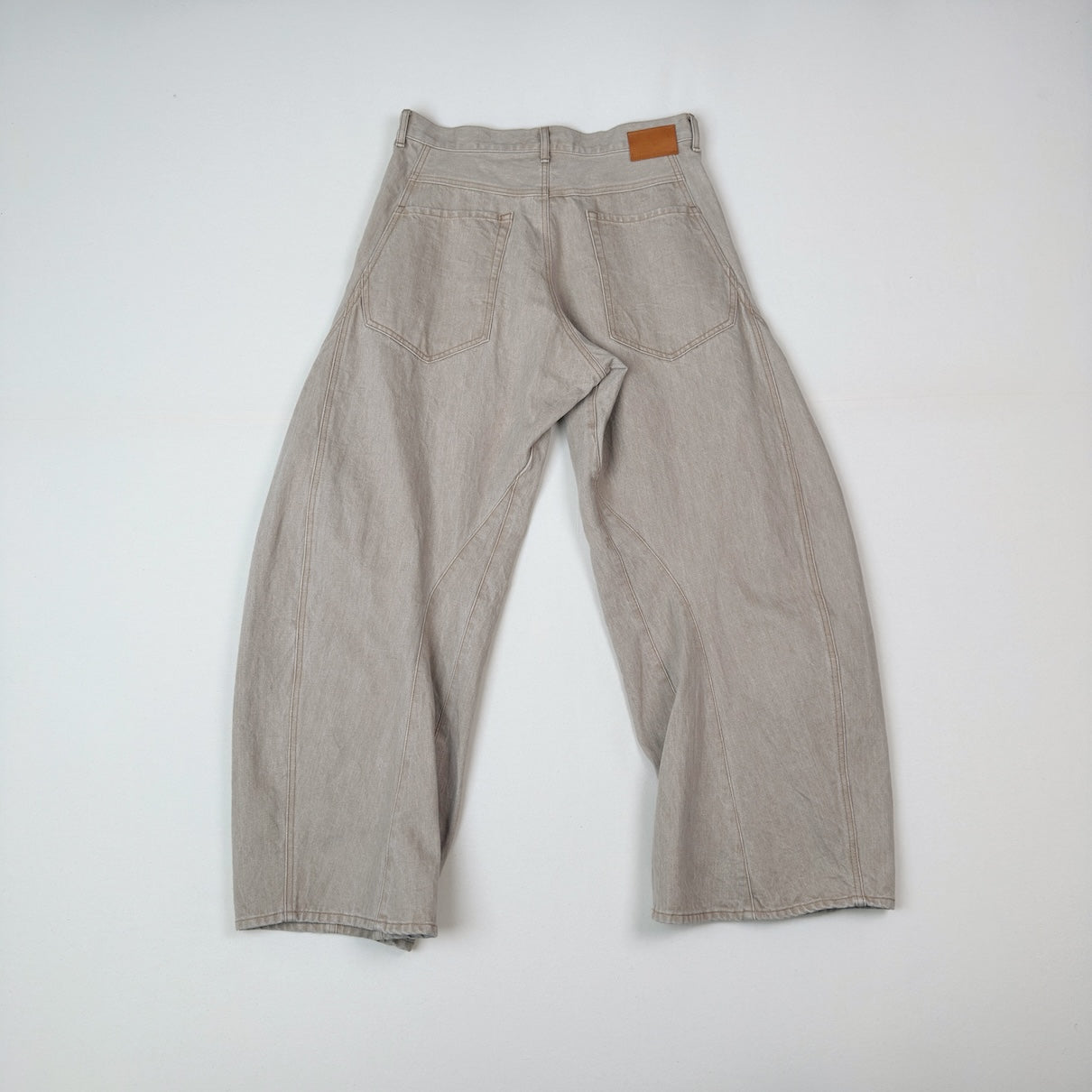 3D cutting denim pants Beige