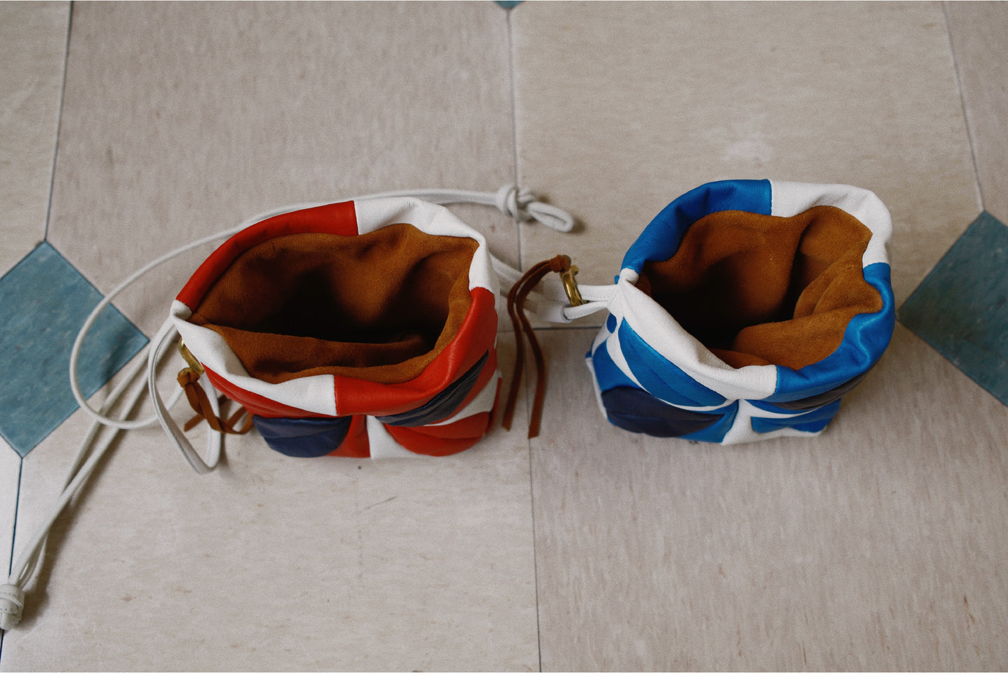 Hand-Patchwork Leather Bag Red