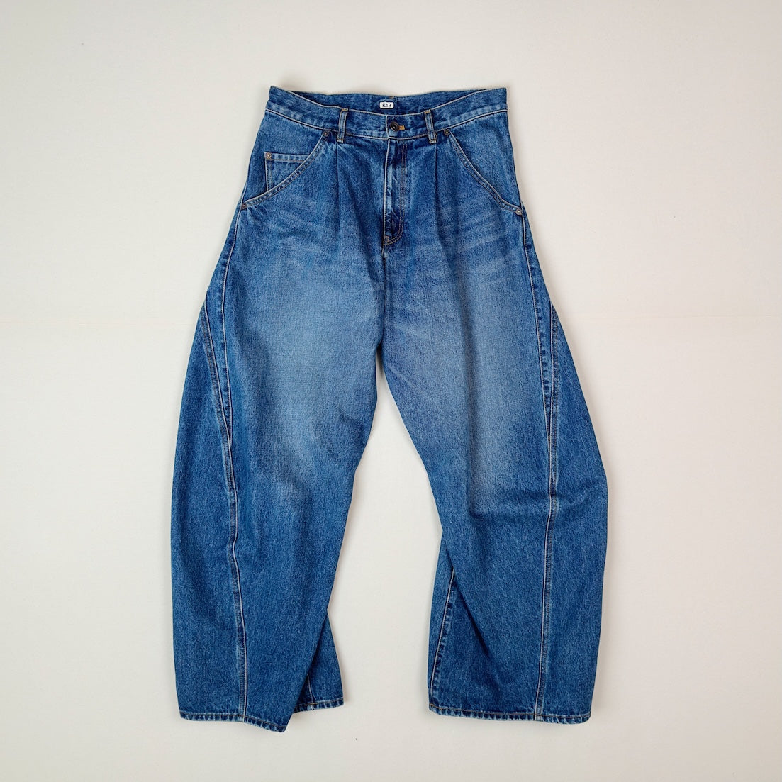 3D cutting denim pants Indigo