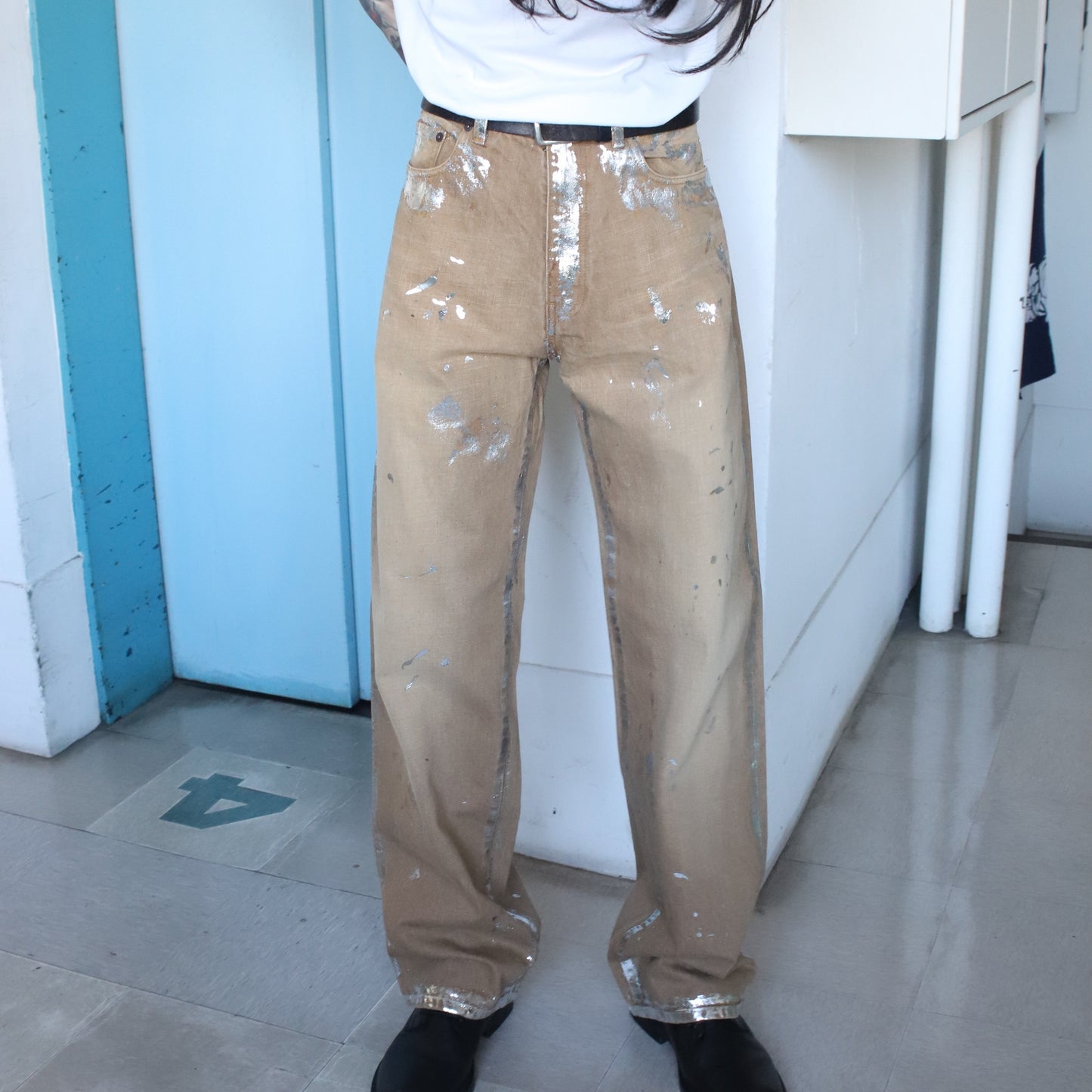 Silver printed pants Brown