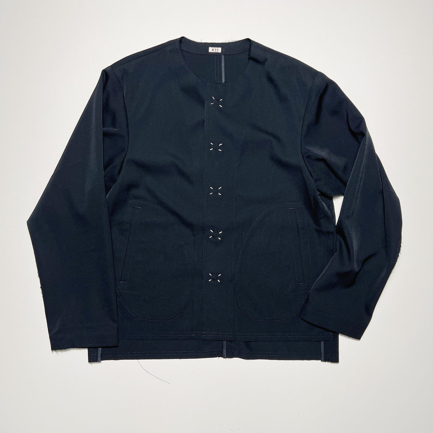 No collar jacket Black