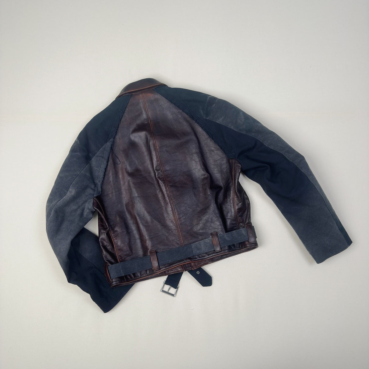 Vintage-eﬀect leather jacket Black