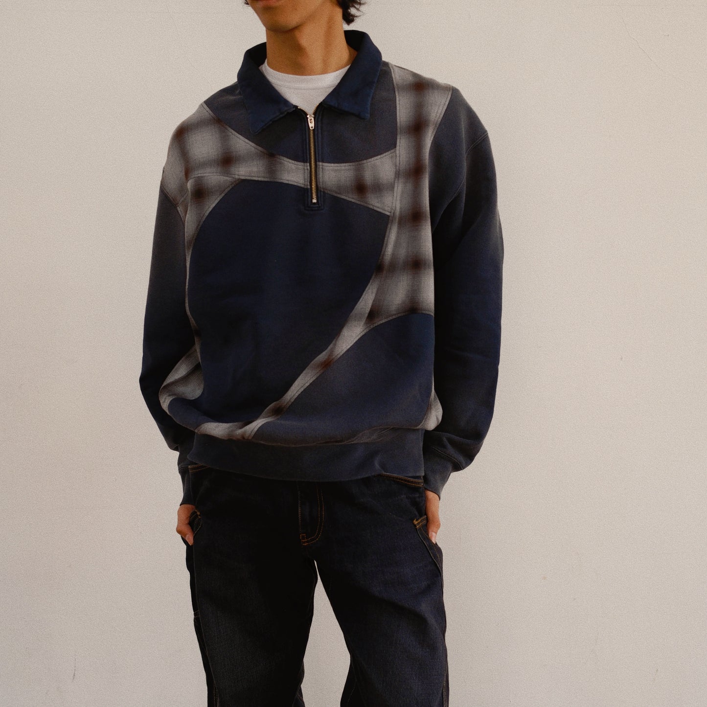 Pachwoked Half-Zip Sweatshirt Black