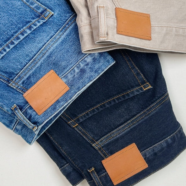 3D cutting denim pants Beige