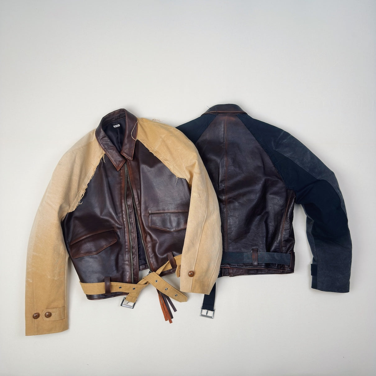 Vintage-eﬀect leather jacket Black – EYE/KHOKI