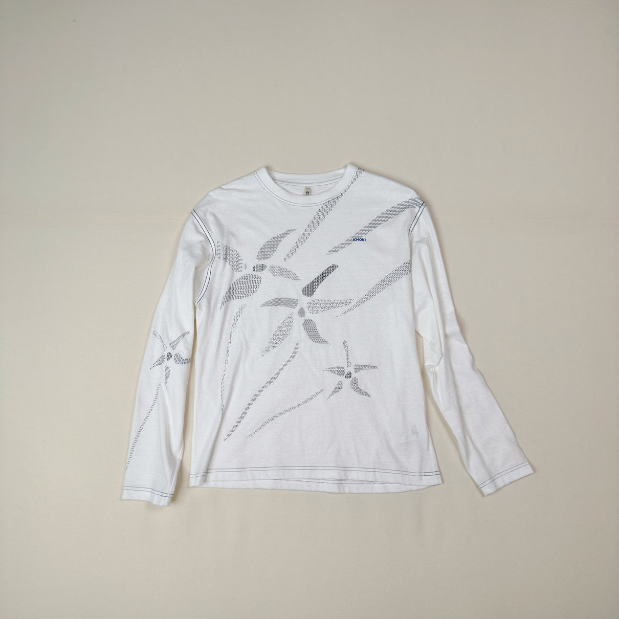Printed long-sleeve T-shirt White