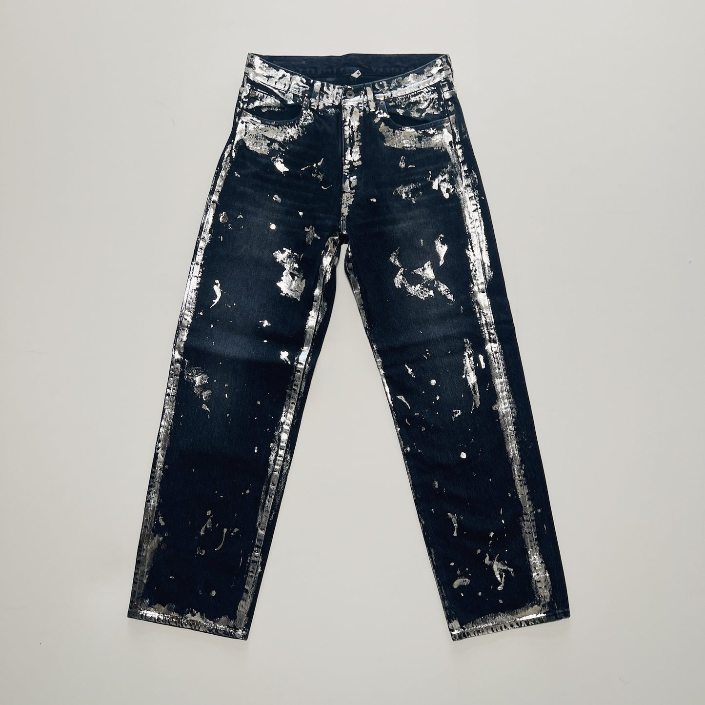 Silver printed pants Black