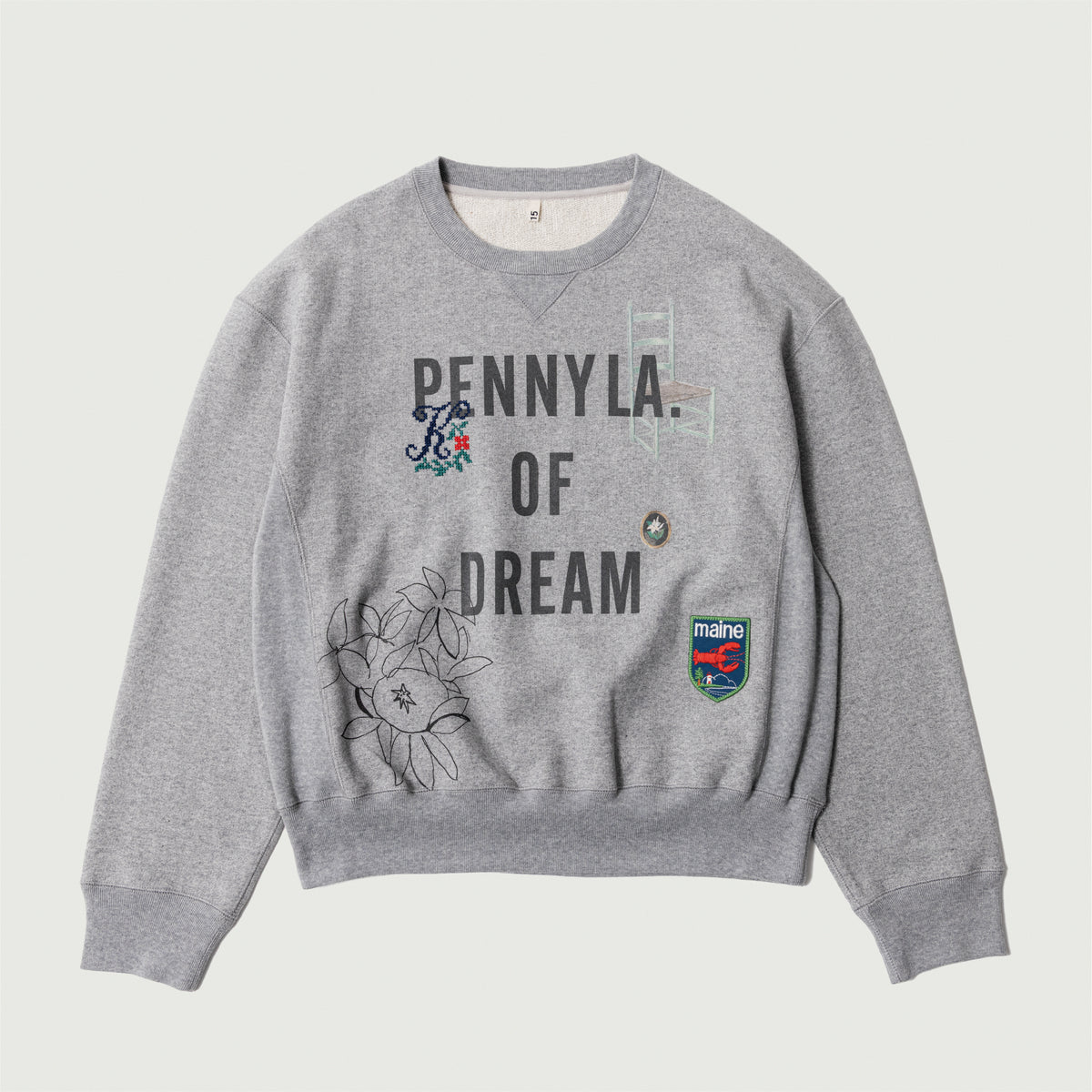 Hand-stitched sweatshirt Gray