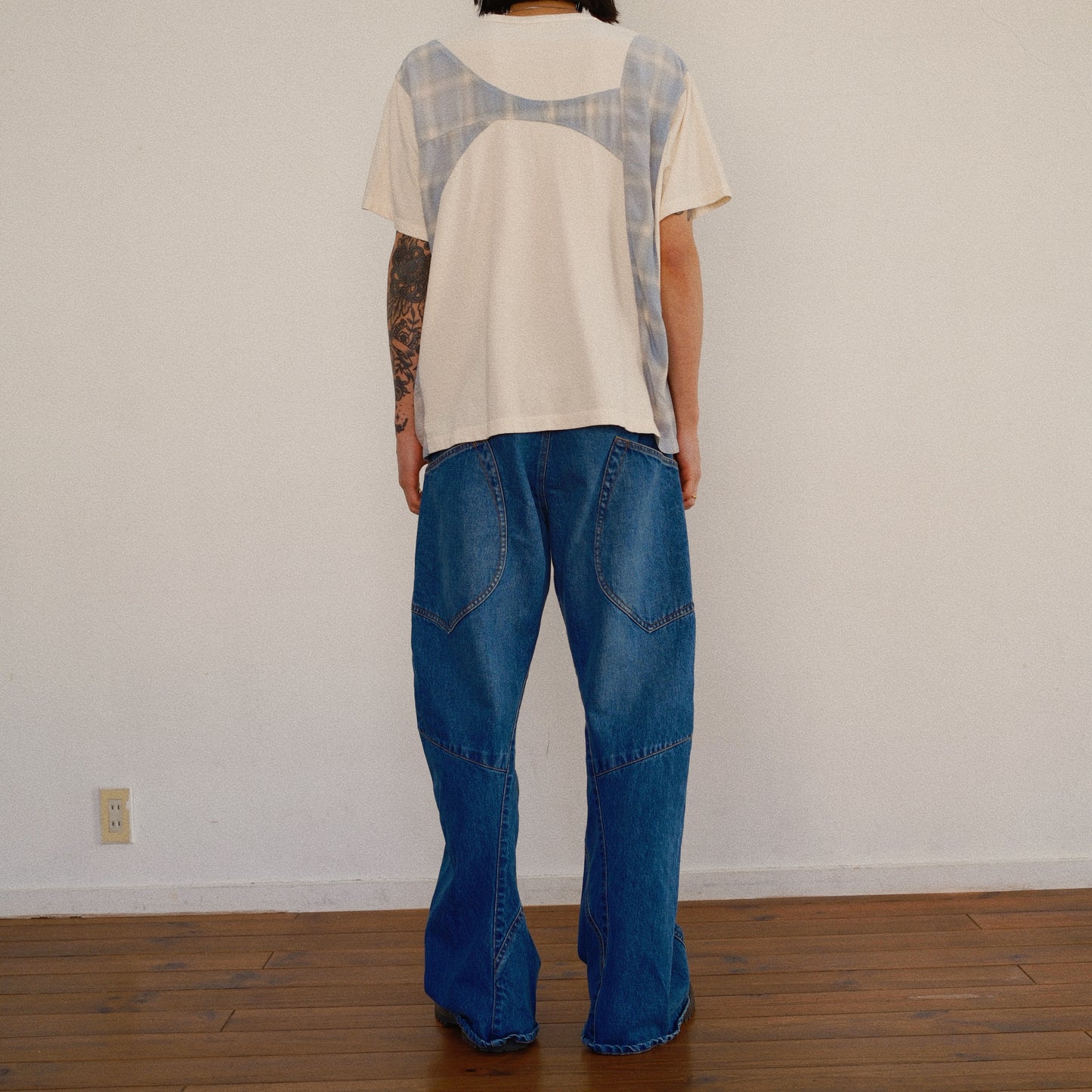 Pachworked Faded T Shirt  Oatmeal