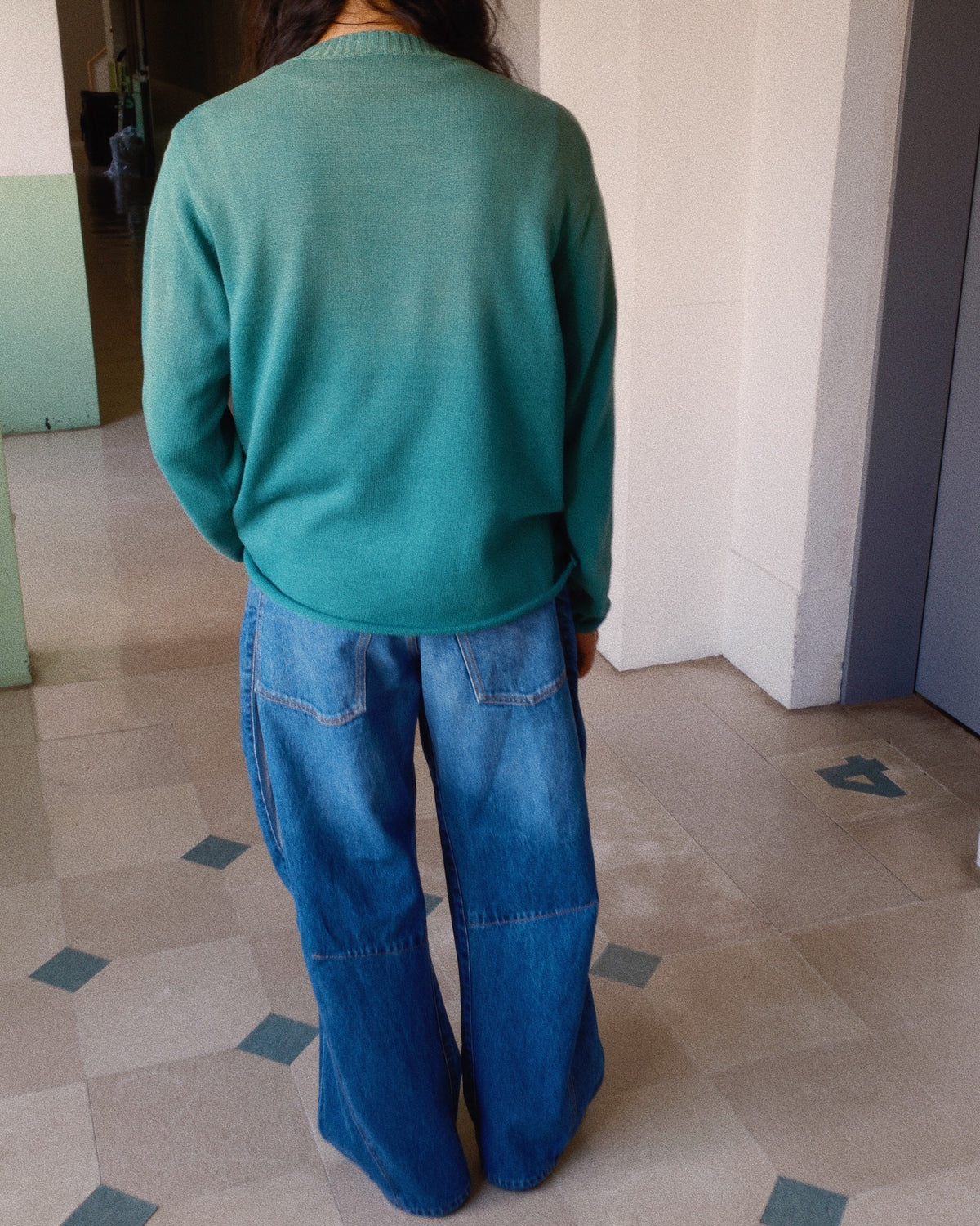 Vintage-effect Cotton Knit Pullover Green