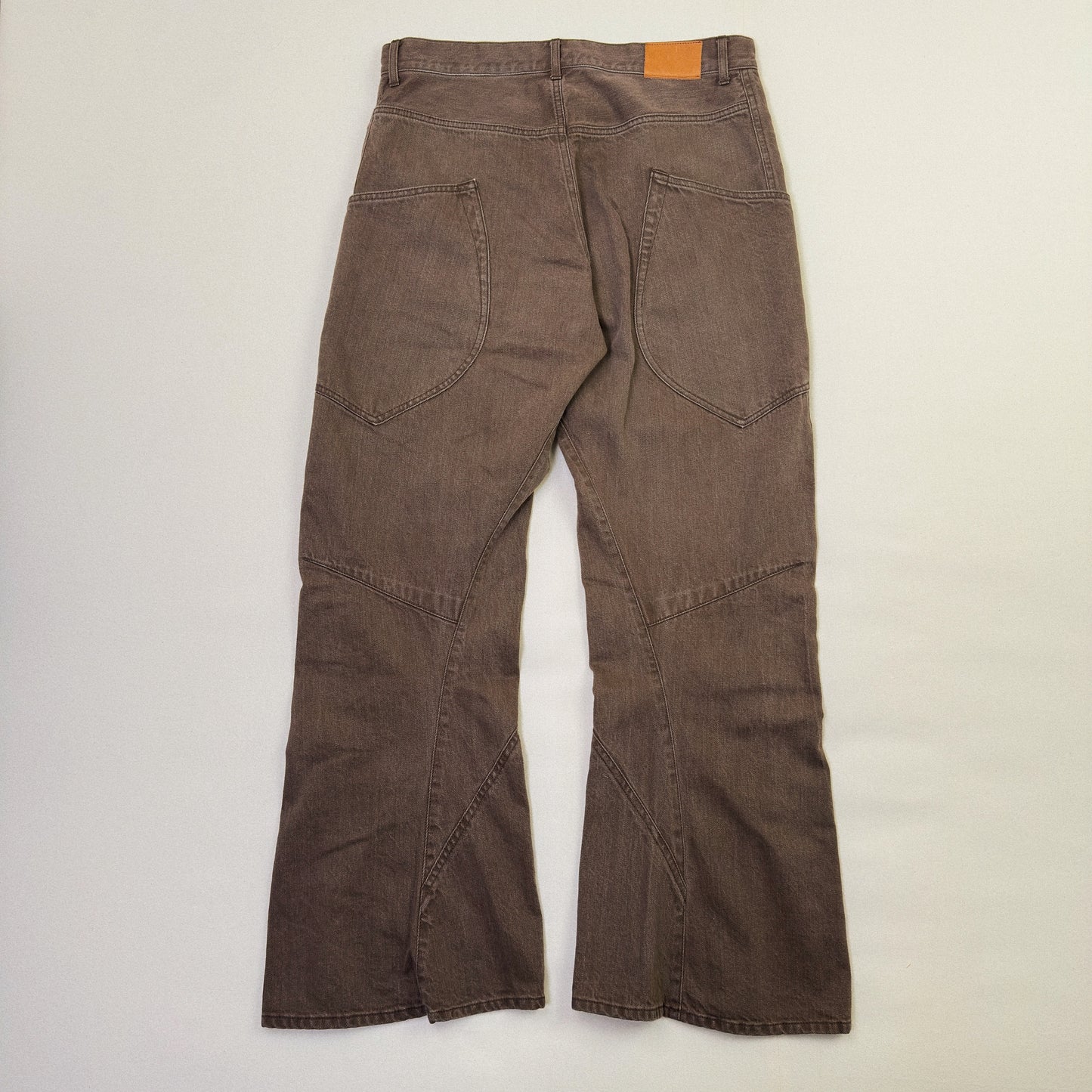 3D Cutting Denim Pants  Brown