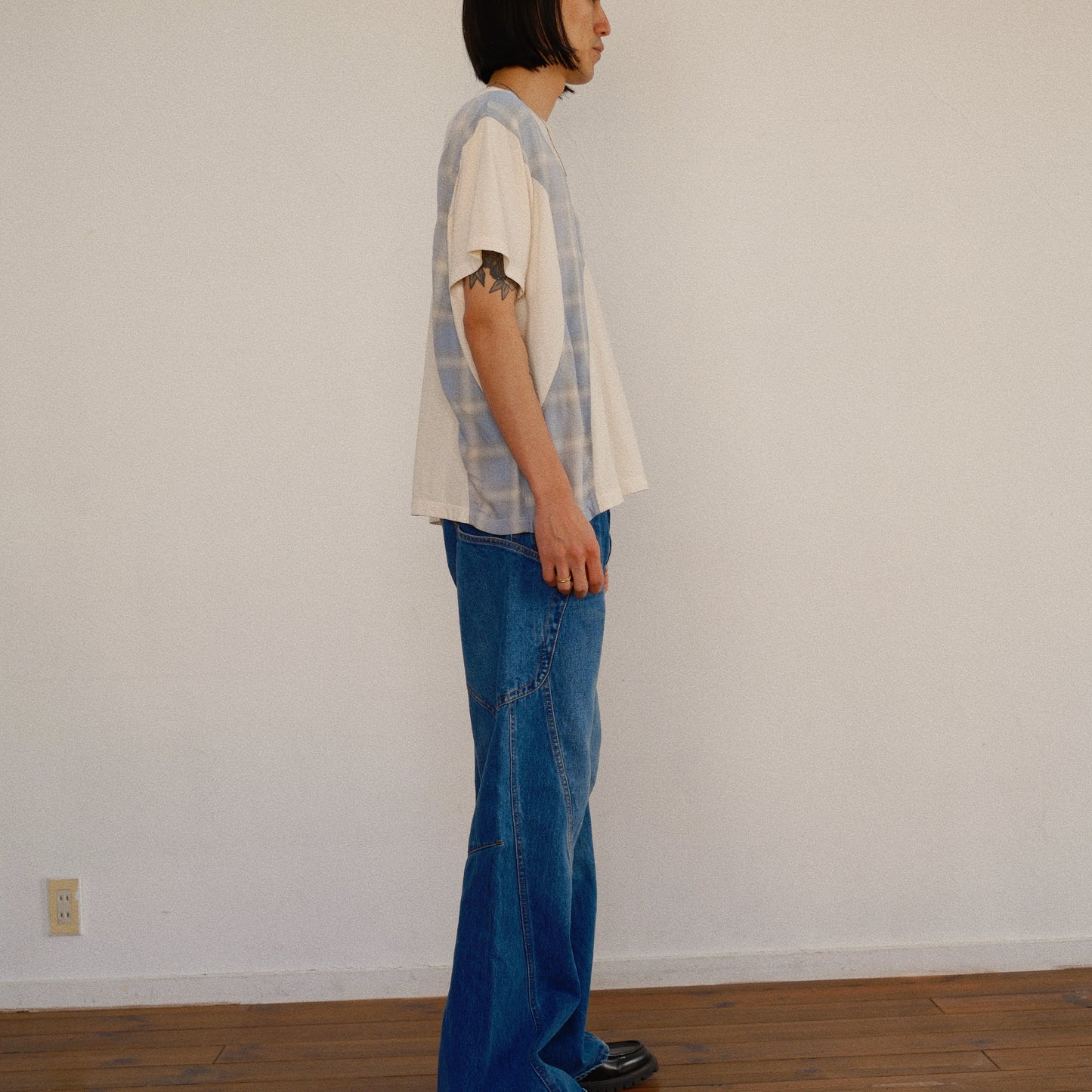 Pachworked Faded T Shirt  Oatmeal