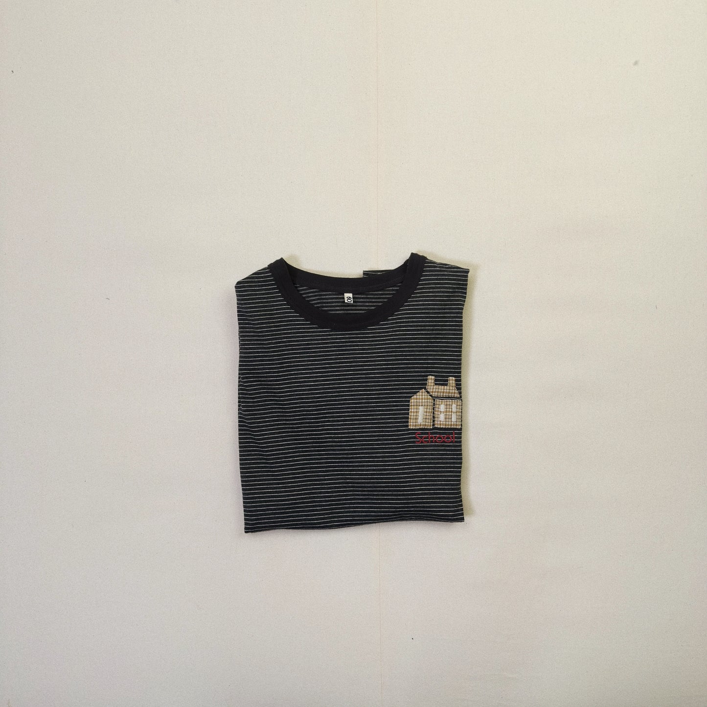 Hand-Embroidered Stripe T-Shirt Black